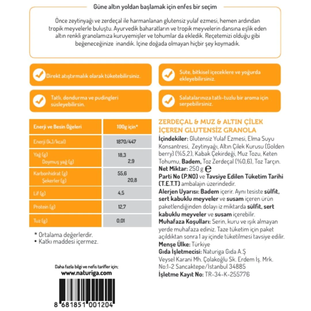 Glutensiz Zerdeçal & Altın Çilek Granola(250 gr) - Image 3