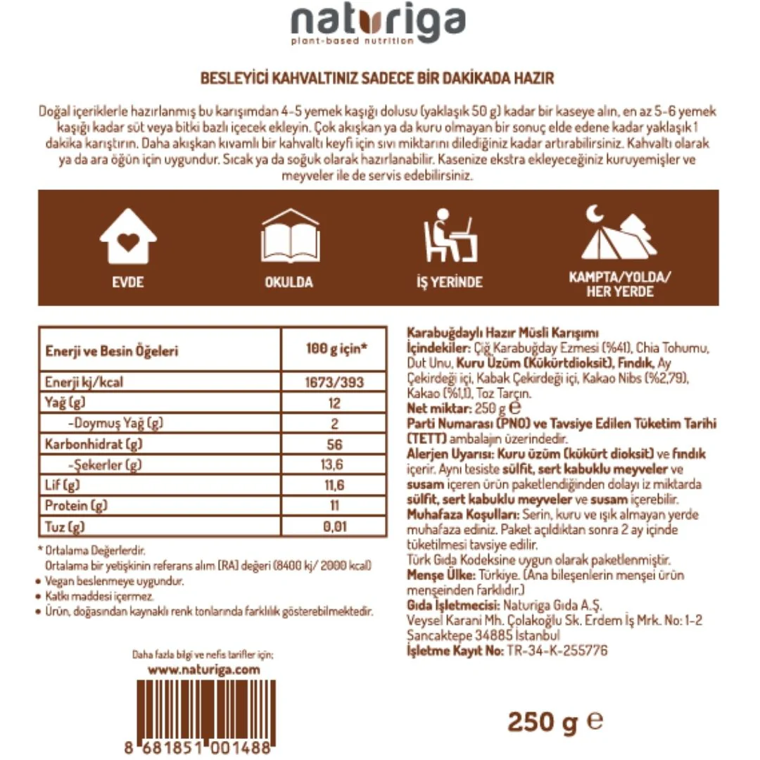 Kakaolu Hazır Kahvaltı Karışımı 250gr - Image 3