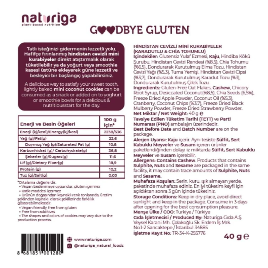 Karadut & Chialı Hindistan Cevizli Yumuşak Kurabiye 40gr - Image 3