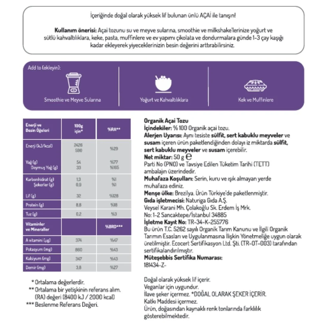 Organik Açai Tozu (50gr) - Image 3
