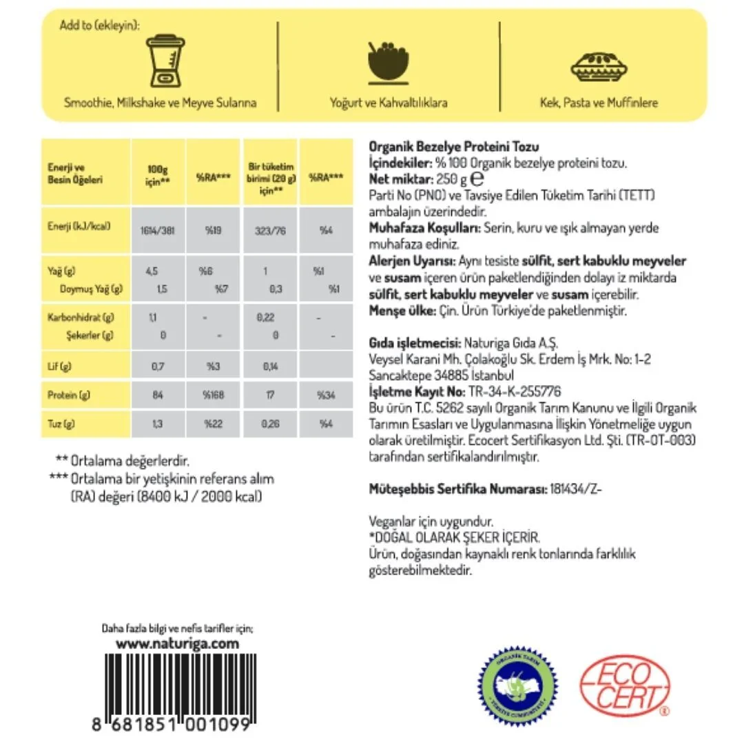 Organik Bezelye Proteini Tozu (250gr) - Image 3
