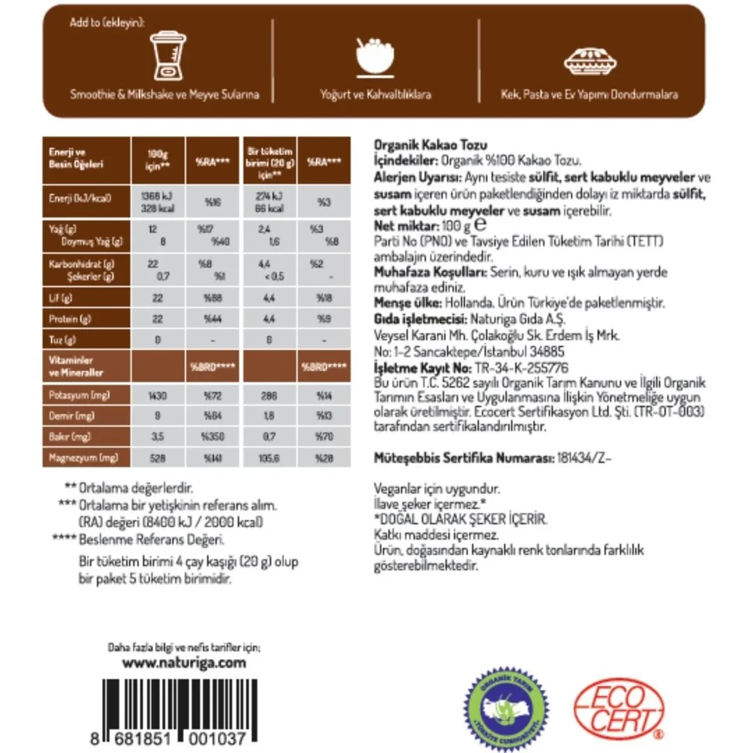 Organik Kakao Tozu (100gr) - Image 3