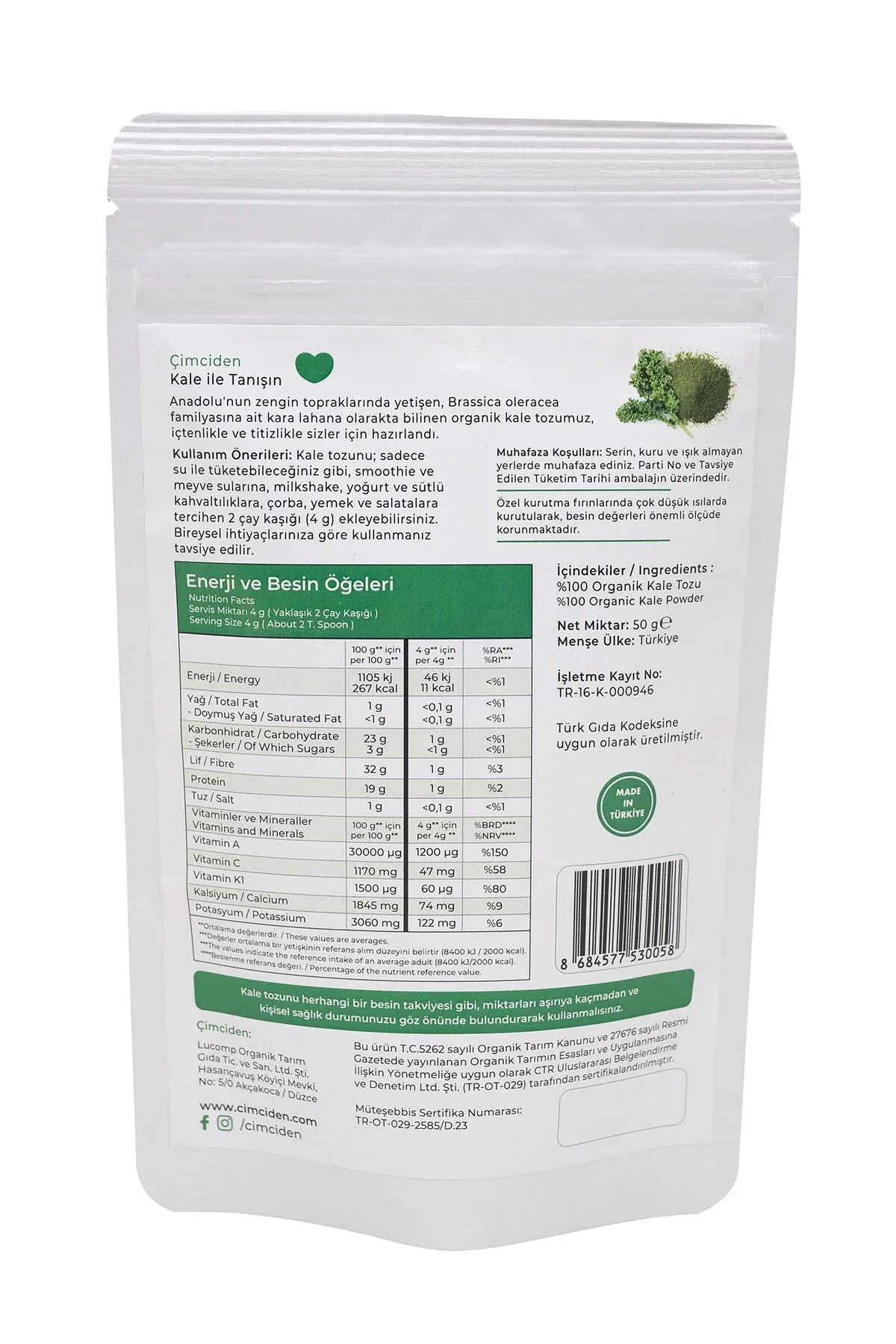 Organik Kale Tozu 50 gr. - Image 3
