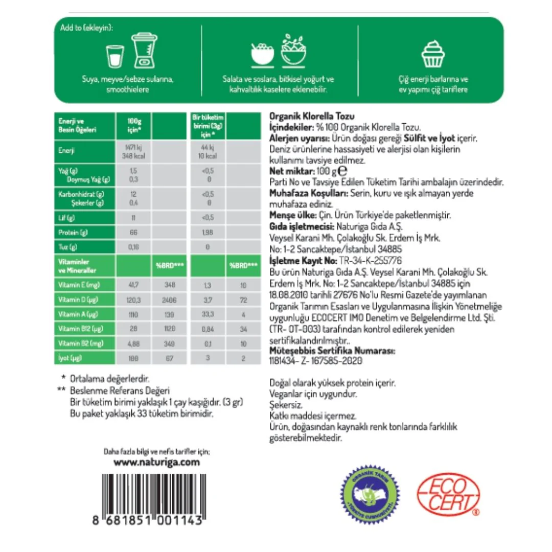 Organik Klorella Tozu (100gr) - Image 3