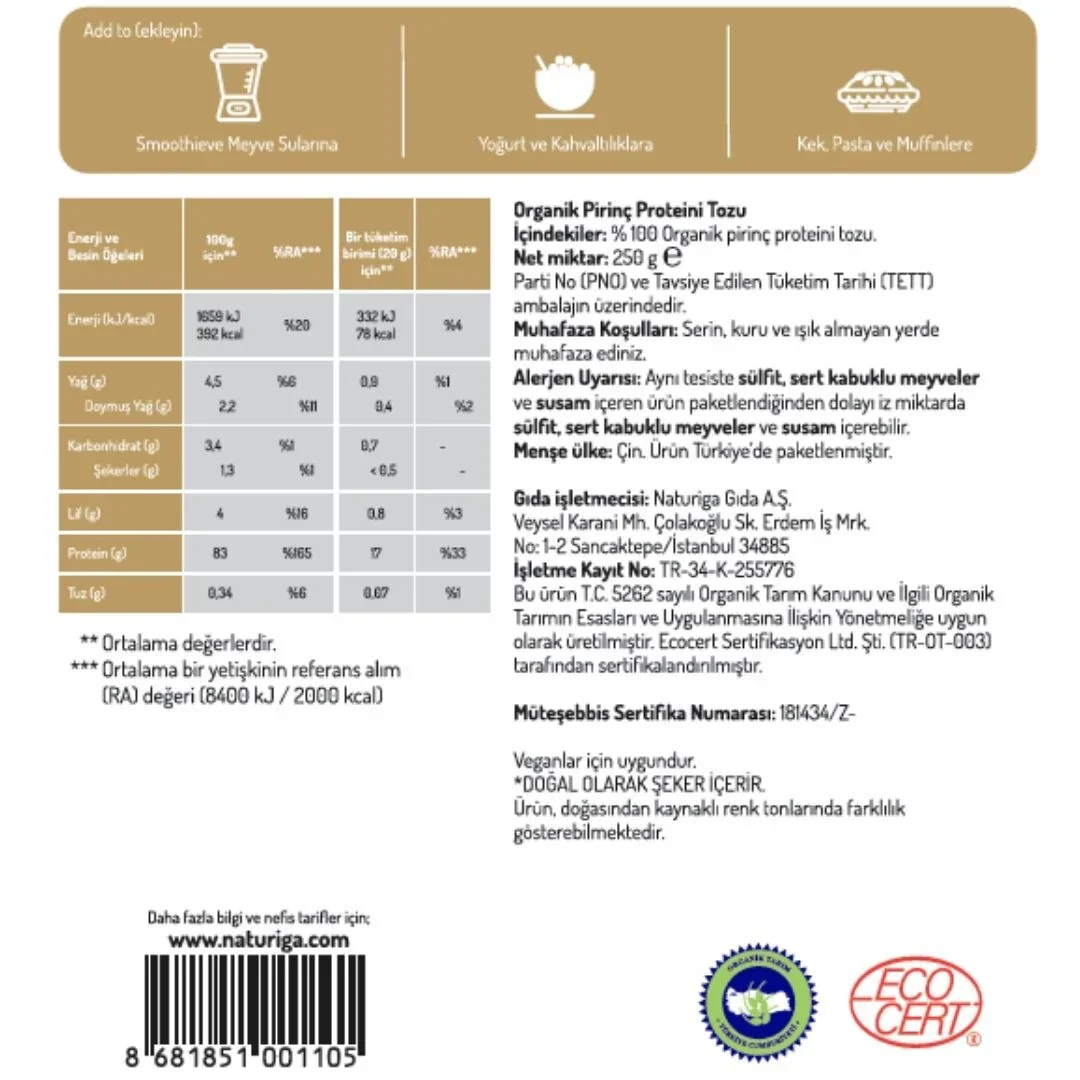 Organik Kahverengi Pirinç Proteini Tozu (250 Gr.) - Image 3