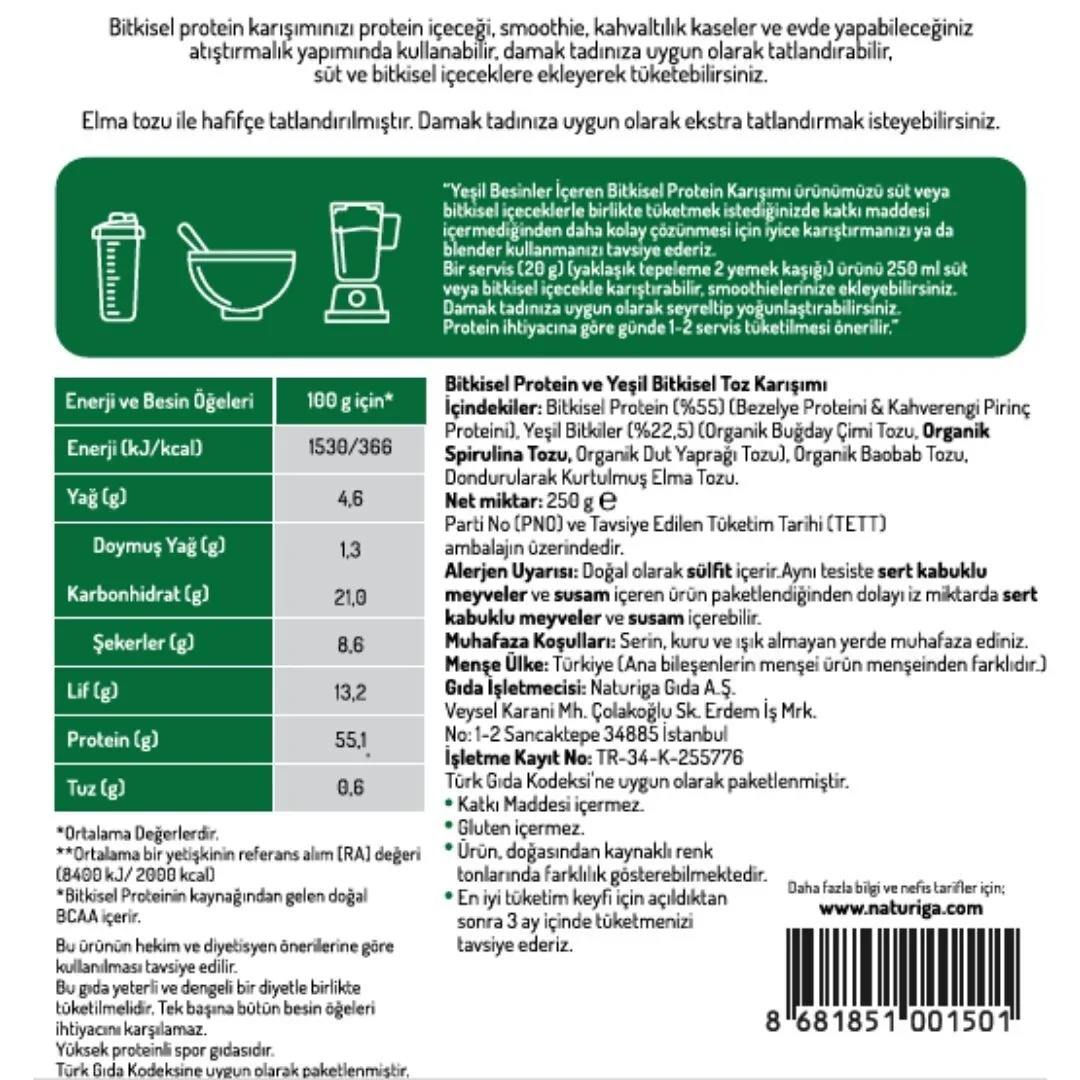 Yeşil Protein Karışımı (Green Protein) 250 gr - Image 3